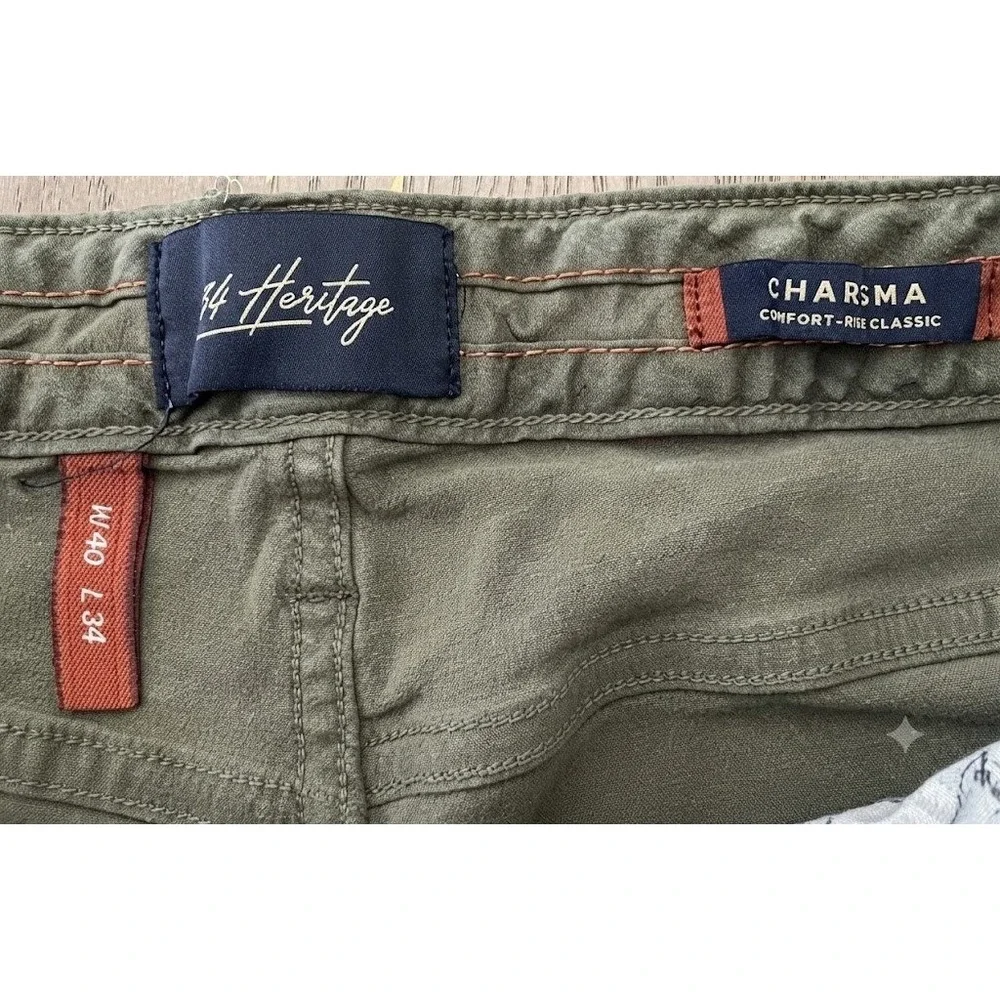 34 Heritage Charisma Pants Mens 40x34 Olive Green Comfort Rise Classic Fit Jeans